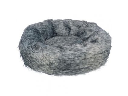 Round bed YELINA 55 cm long plush pile, black/gray