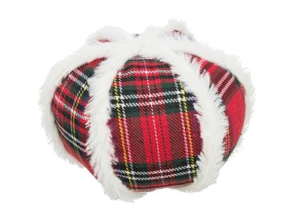 Xmas Ball - vianočná látková lopta zdobená plyšom, 15 cm