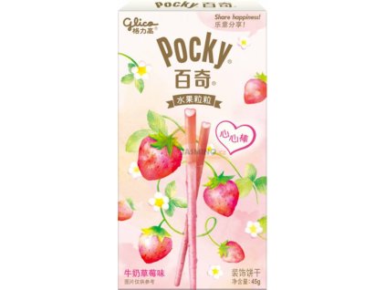 GLICO Pocky Heartful mleczno-truskawkowy 45g