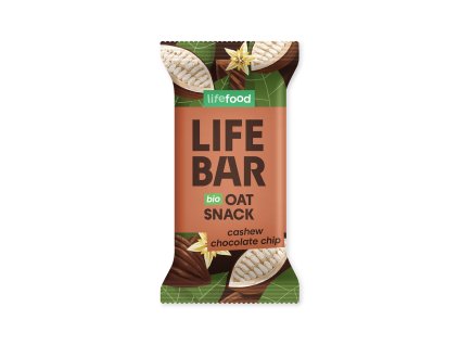 Tyčinka Lifebar Oat snack s kešu a kousky čokolády 40 g BIO LIFEFOOD