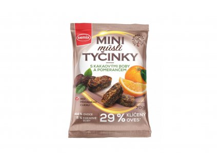 Mini müsli tyčinky s kakaovými boby a pomerančem bez lepku - Semix 70g