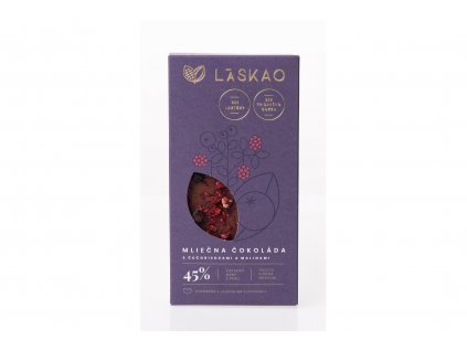 Tejcsokoládé málnával és áfonyával 45% - Laskao 75g