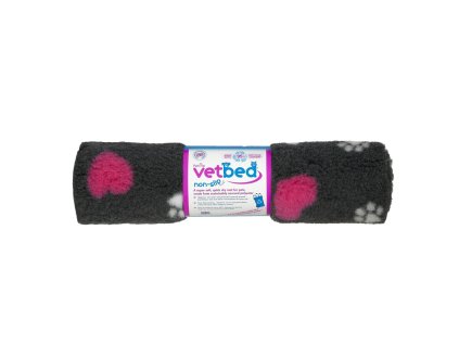 Vetbed protišmyk / Drybed grafitové srdcia a packy DELUXE 150 x 100 cm, vlas 30 mm