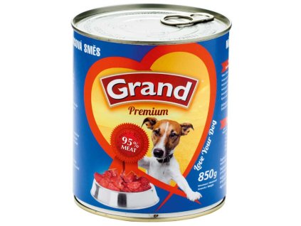 Grand Premium Dog masová směs, konzerva 850 g