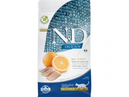 N&D OCEAN Cat Neutered Adult Herring&Orange 1,5 kg
