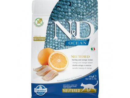 N&D OCEAN Cat Ivartalanított Herring&Orange 300 g