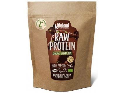 Bio raw protein kakaový se spirulinou Lifefood 450 g