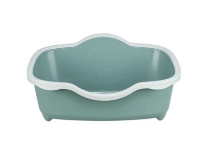 DAVIO cat litter box, with rim, 56 x 26 x 39 cm, sage/white