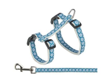 Macskahám pórázzal, 27-45 cm/ 10 mm, 1,2 m, szürke/kék