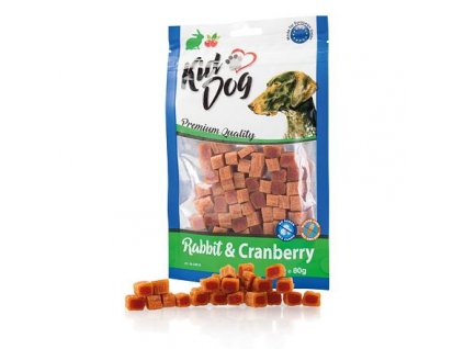 KIDDOG mini kostičky s králíkem a brusinkami 80 g