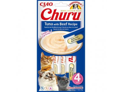 Inaba Churu cat snack tuňák & hovězí 4x 14g