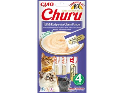 Inaba Churu cat snack tuna with clam flavor 4x 14g