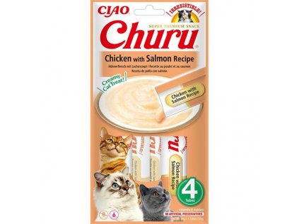 Inaba Churu cat snack chicken with salmon flavor 4x 14g