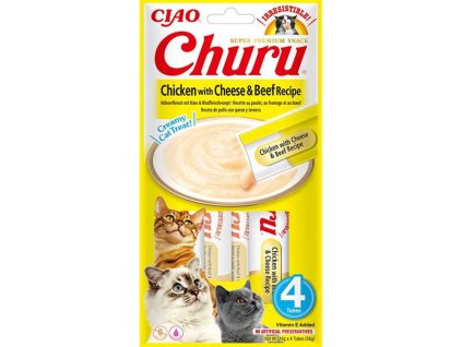 Inaba Churu cat snack chicken, cheese and beef flavor 4x 14g