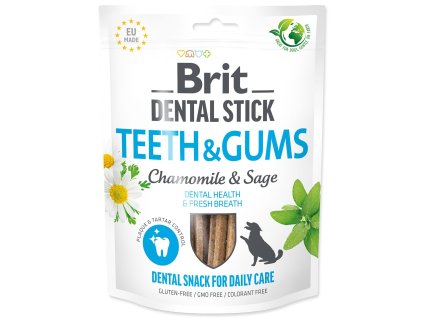 Pochúťka Brit Dental Stick Teeth & Gums s harmančekom a šalviou 7ks