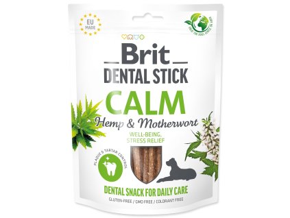 Pochúťka Brit Dental Stick Calm s Konopom a Srdcovníkom 7ks