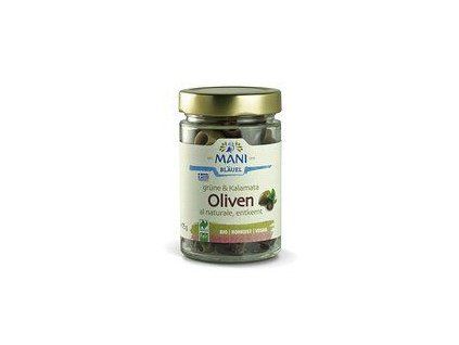 32769 mani olivy kalamate a zelene vypeckovane 175g bio