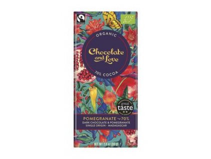 Chocolate and Love Hořká čokoláda s granátovým jablkem 80g bio