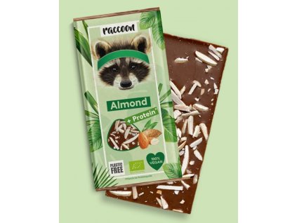Raccoon Proteinová čokoláda mandle 40g bio