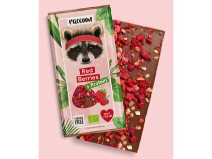 Raccoon Proteinová čokoláda malina 40g bio