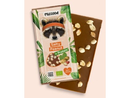 Raccoon Proteinová čokoláda slané arašídy 40g bio