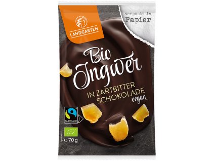 Landgarten Zázvor v hořké čokoládě 70g bio