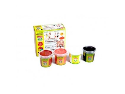 Ökonorm Finger paints orange, brown, white, black eco