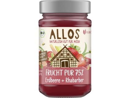 Allos Strawberry and rhubarb fruit jam 250ml organic