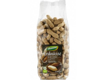 Dennree Erdnüsse in der Schale geröstet 330g Bio