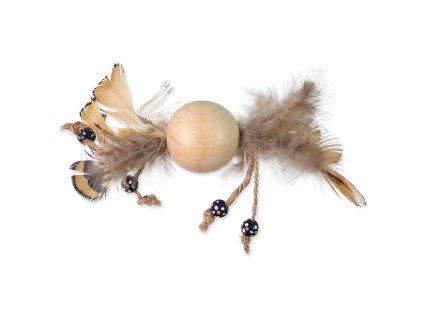 Magic Cat Wooden Toy ball with feathers mix 16cm