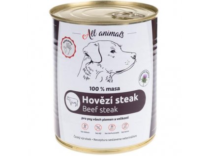 ALL ANIMALS konz. pro psy hovězí steak 800g