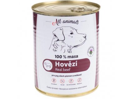 TOATE ANIMALELE conc. pentru caini carne tocata de vita 800g