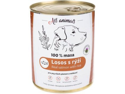 ALL ANIMALS konz. pre psov losos mletý s ryžou 800g