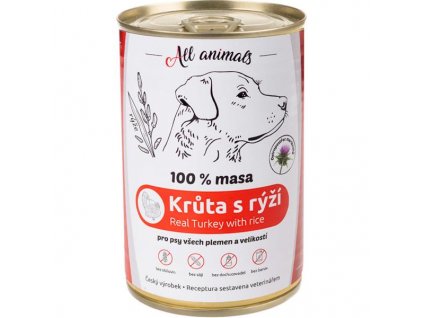 ALL ANIMALS konz. pro psy krůta mletá s rýží 400g