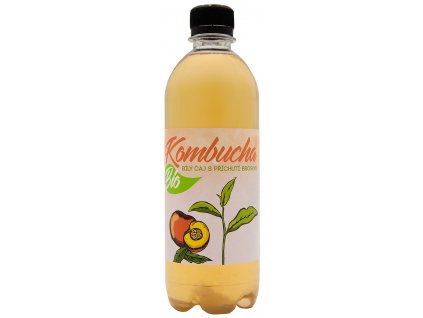 Bio kombucha z bílého čaje Broskev Stevikom 500 ml