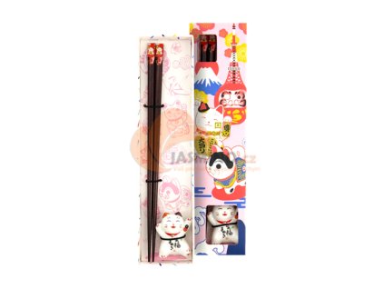 TOKYO DESIGN Darčeková sada paličiek a odpočívadlo Lucky Cat E