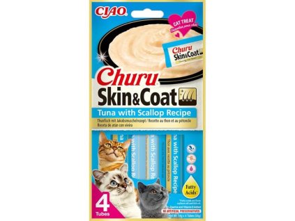Inaba Churu Skin & Coat tonhal és fésűkagyló 4 x 14 g