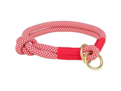 Soft Rope kulatý polostahovací obojek, červená/krémová