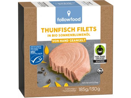 Followfood Tuna fillets in organic sunflower oil 185 g msc
