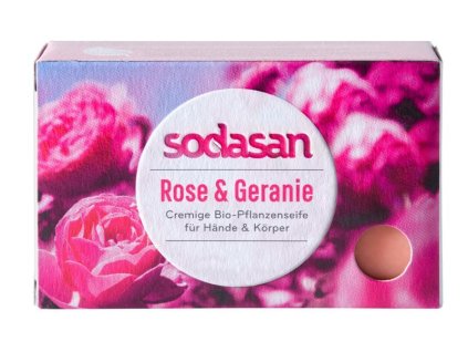 33252 sodasan mydlo ruze a pelargonie 100g eco