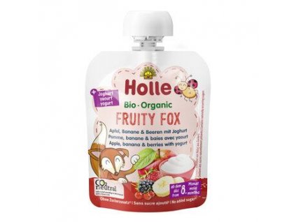 Holle Liška Puree jabłko, banan, owoce leśne z jogurtem 85g bio