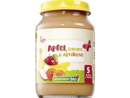 Lebenswert Apple, banana and apricot puree 190g organic