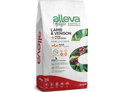ALLEVA HOLISTIC Sucha karma dla dorosłych psów z jagnięciną i jeleniem, mini/średnia, 5 kg