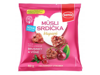 Musli srdíčka křup. brus.+višně 50g SEMIX