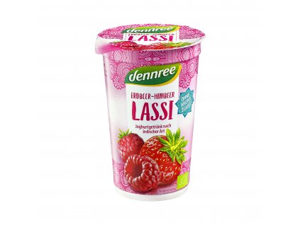 Nápoj jogurtový lassi s jahodovo-malinovým pyré 250 ml BIO DENNREE