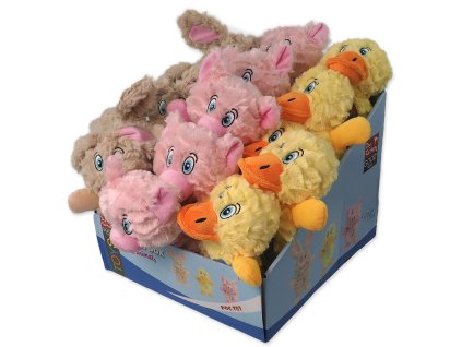 Hračky Dog Fantasy Playful Box Farm zvierat pískací mix 21cm 24ks