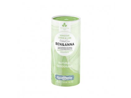 Deodorant solid Ben & Anna Sensitive (40 g) - Lămâie și lime verde - fără bicarbonat de sodiu
