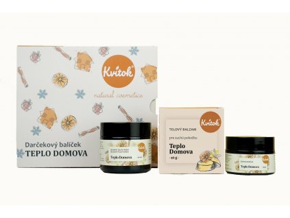 Kvitok Geschenk-Kosmetikpaket Wärme des Zuhauses - Körpercreme, fester Balsam und Sojakerze