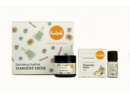 Kvitok Pachet cosmetic cadou pentru Ajunul Crăciunului - Cremă de corp, balsam solid și amestec de arome
