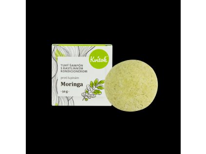 Kvitok Tuhý šampón s kondicionérom proti lupinám Moringa 50 g - lesklé vlasy bez lupín